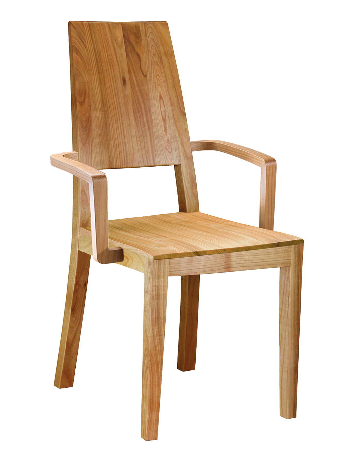 CLASSIC Stuhl mit Holzsitz, hohem Rücken und Armlehnen